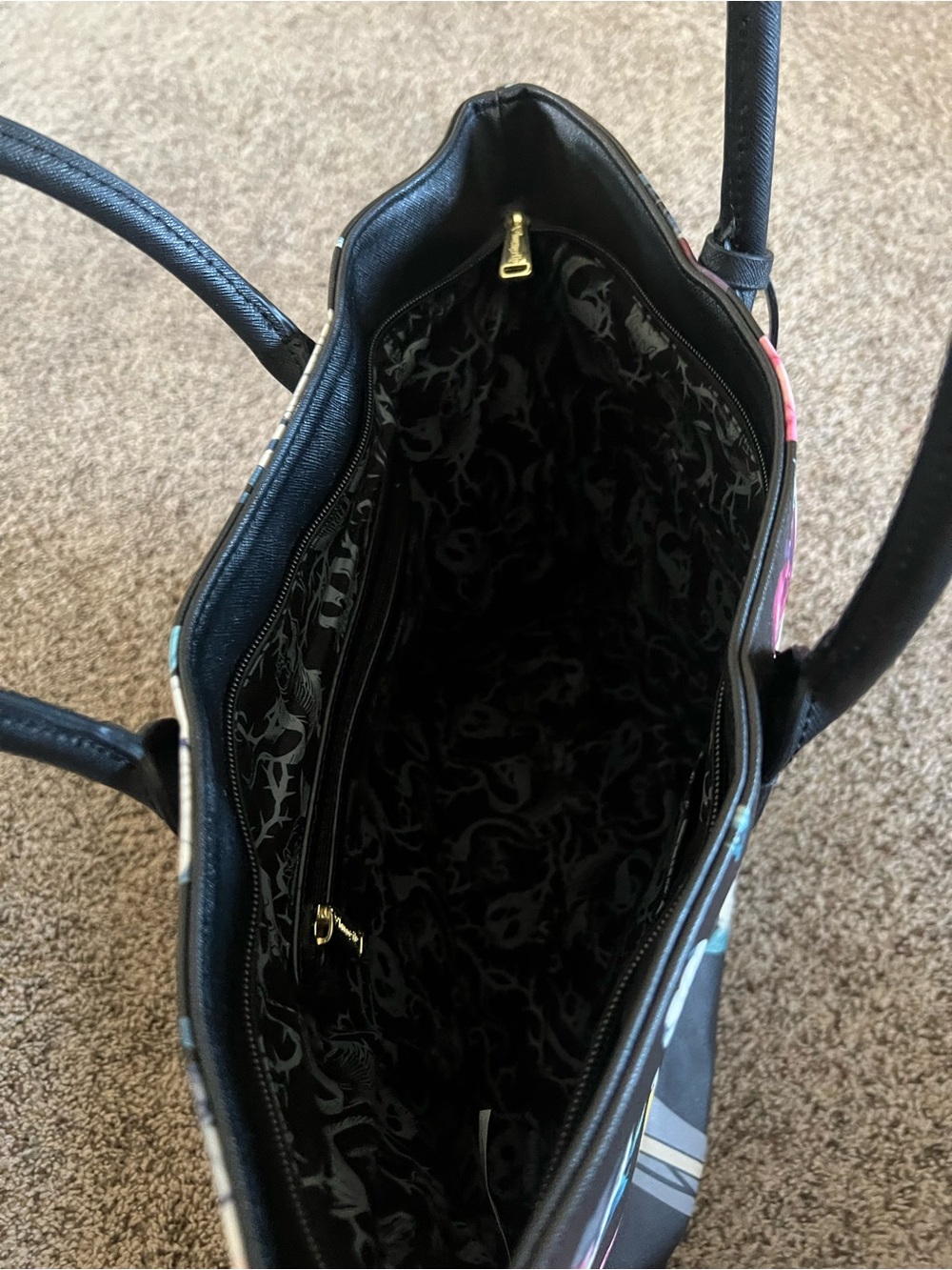 Loungefly Black Tote with Ursula and Pink Floral Print - Picture 3 of 3